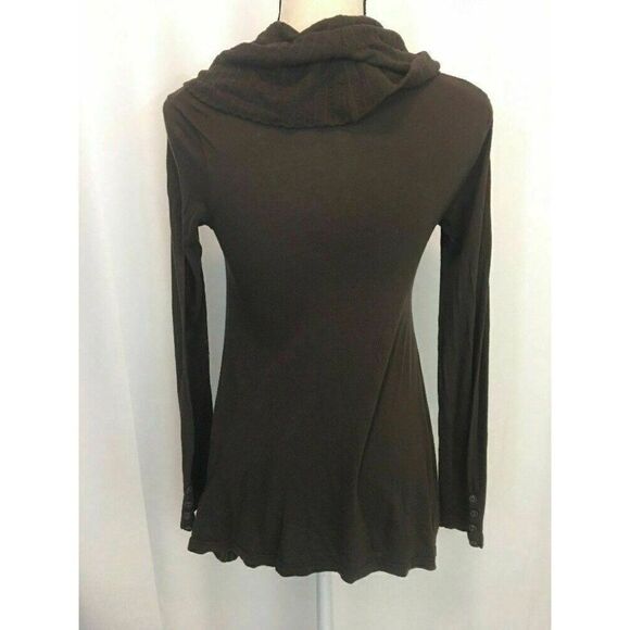 Splendid Womens Solid Brown Long Sleeve Cowl Neck Top Xs - Picture 4 of 6